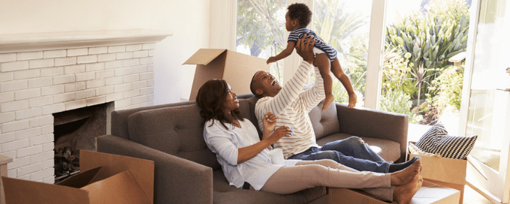 Young family at home, representing new homeowners